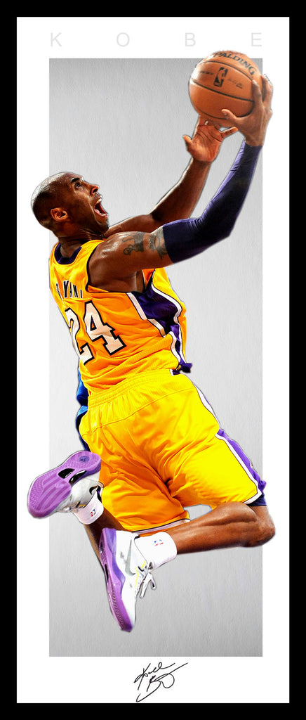 Kobe Bryant LA Lakers Vertical Lithograph Framed