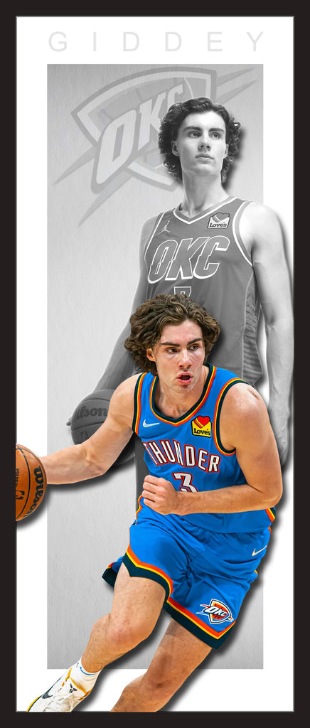 Josh Giddey Oklahoma City Thunder Vertical Wings Framed Lithograph