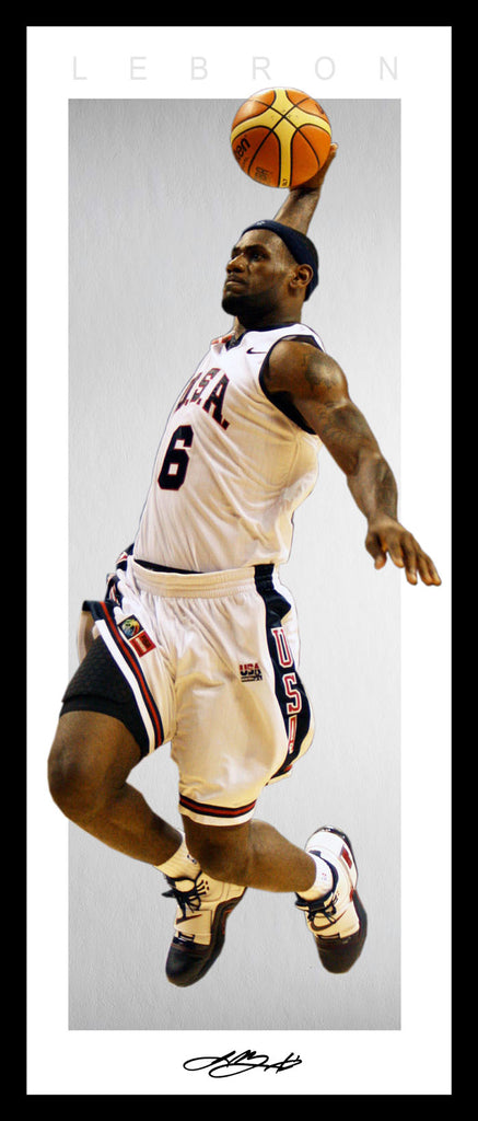 Lebron JAMES USA Dunk Vertical Wings style framed Lithograph
