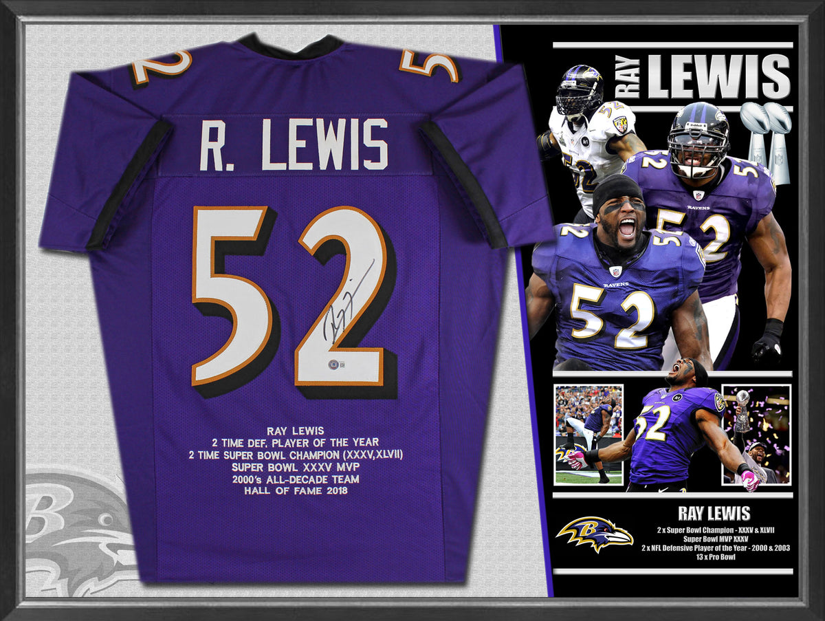 Shop Ray Lewis Baltimore Ravens Signed Purple Custom Jersey