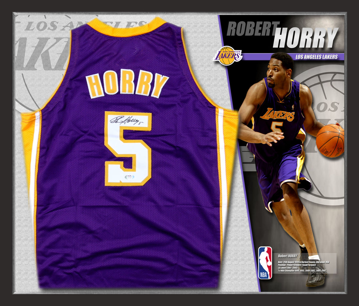 Robert Horry Los Angeles Lakers Signed & Framed Jersey (PSA DNA