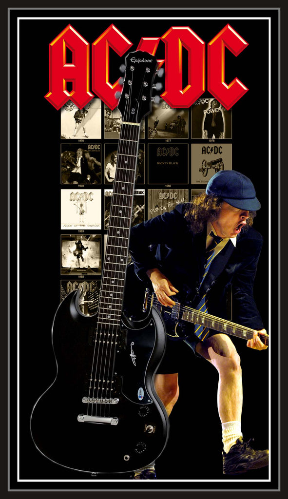 Angus YOUNG ACDC Discography Signed & Framed Guitar