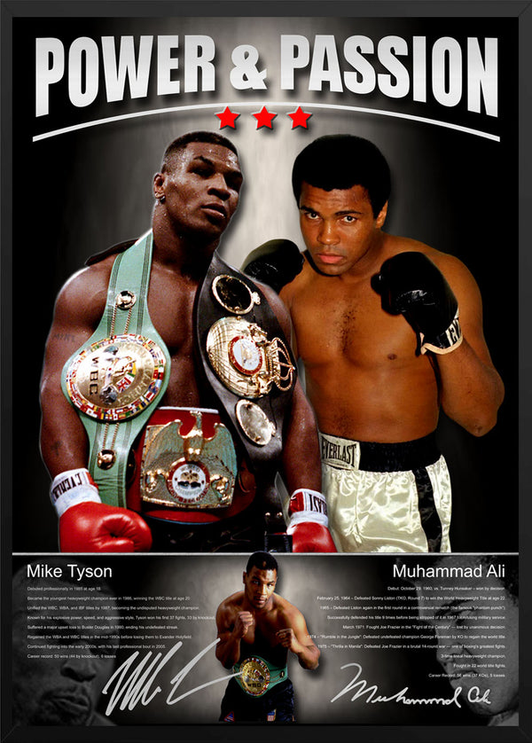 'Power & Passion' Mike Tyson & Muhammad Ali Boxing Champions Framed Sportsprint