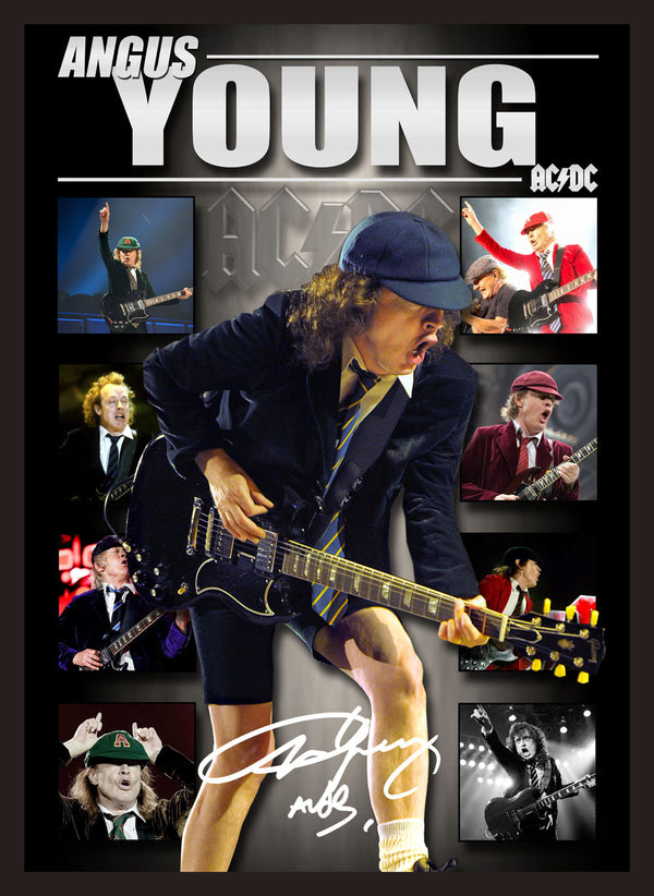 Angus Young ACDC Framed Lithograph Memorabilia