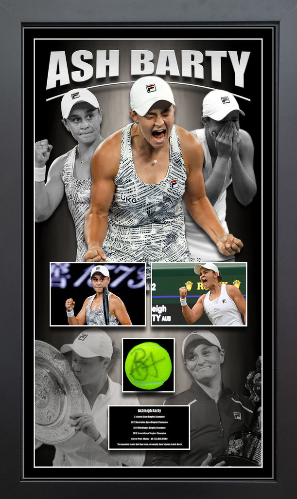 Ash BARTY Signed and Framed Tennis Ball