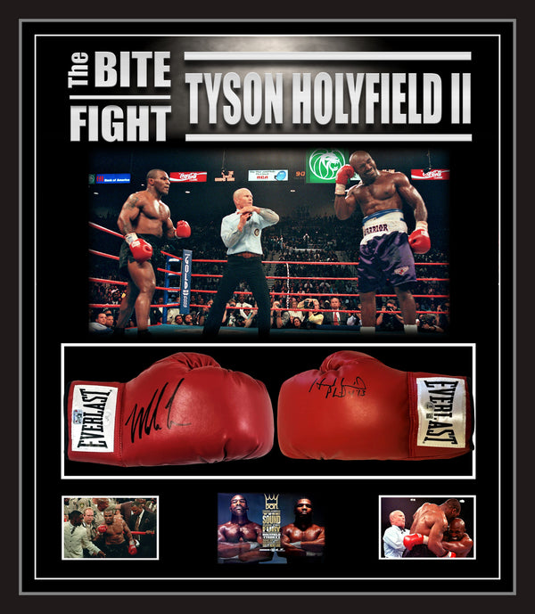'The Bite Fight' - Tyson v Hollyfied 2 Dual Signed Glove Limited Edition (Beckett)