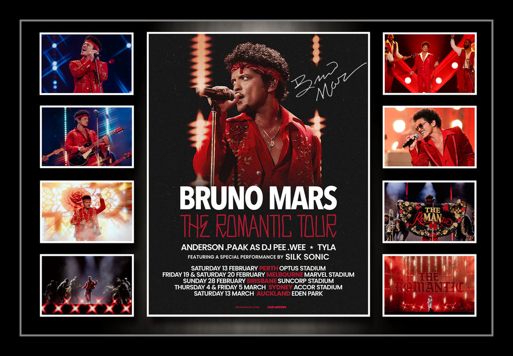 Bruno Mars 2027 'The Romantic Tour' Australian Tour Signed & Framed Memorabilia