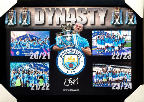 Manchester City - 'Dynasty' 4-Peat Framed Sportsprint