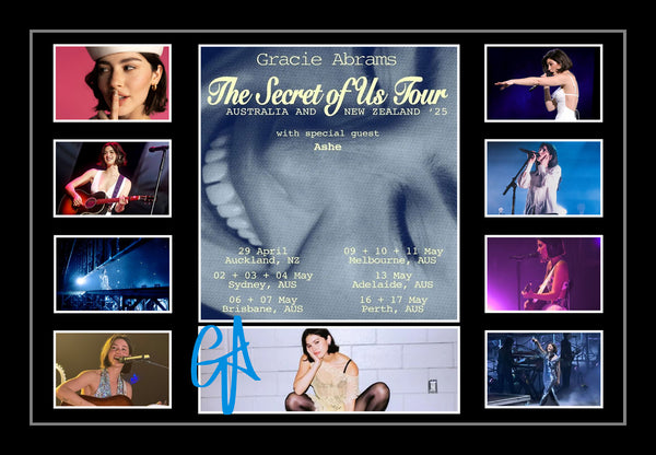 Gracie Abrams Australian 2025 Secret of Us Tour Signed Framed Memorabilia