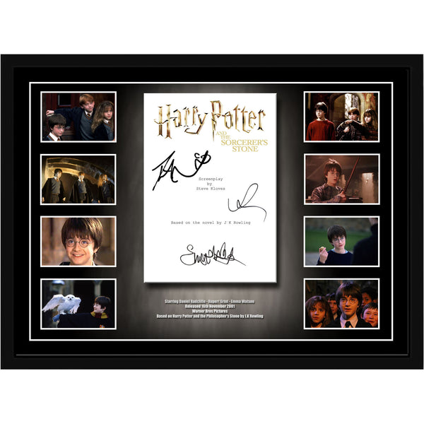Harry Potter & The Sorcerers Stone Cast Signed & Framed Movie Script