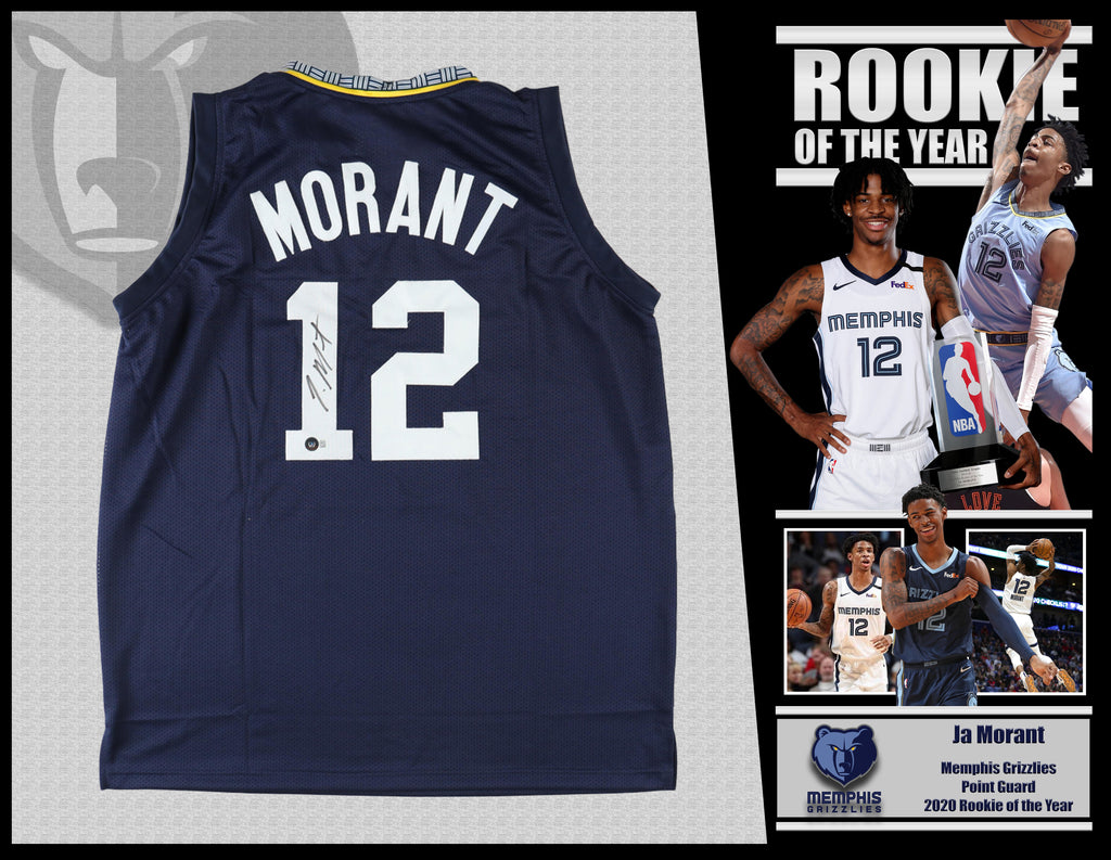 Ja Morant Signed Jersey (Beckett) Memphis Grizzlies - Blue