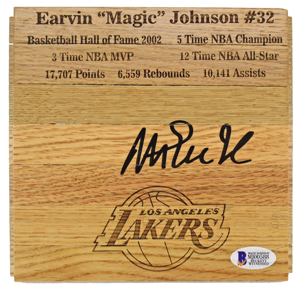 Magic JOHNSON LA Lakers Signed & UNFRAMED Floorboard (Beckett)