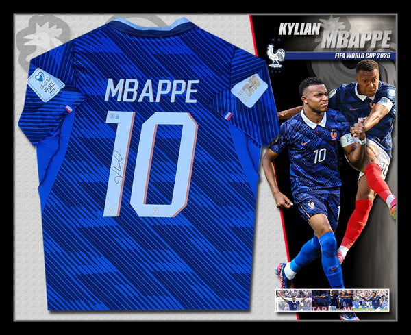 Kylian MBAPPE 2026 France World Cup Signed & Framed Jersey Shirt (Beckett COA)
