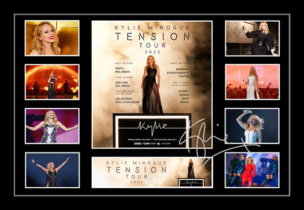 Kylie Minogue Australian 2025 Tension Tour Signed Framed Memorabilia