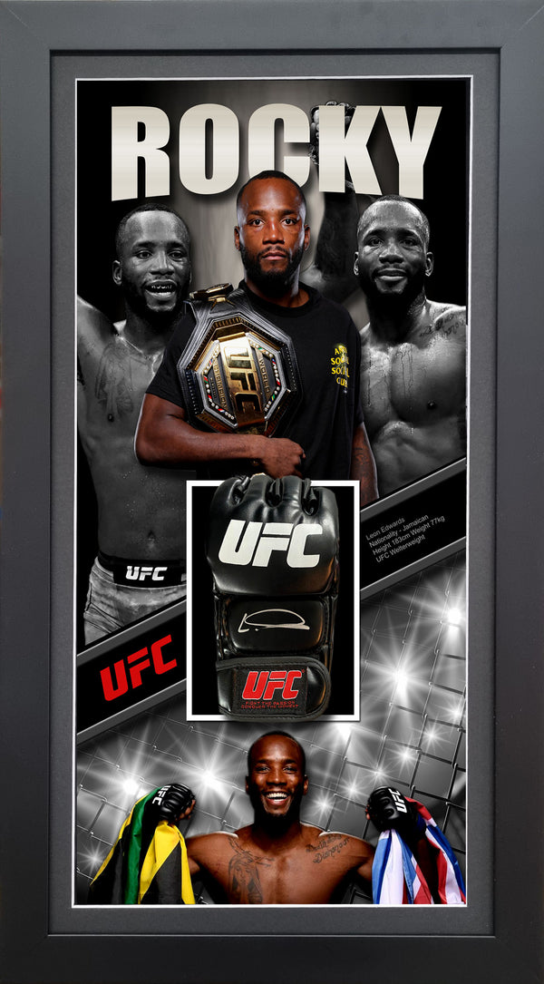Leon 'Rocky' Edwards Signed & Framed UFC Glove (Beckett)