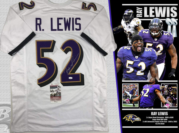 Sold at Auction: BALTIMORE RAVENS RAY LEWIS AUTOGRAPHED WHITE JERSEY  BECKETT BAS