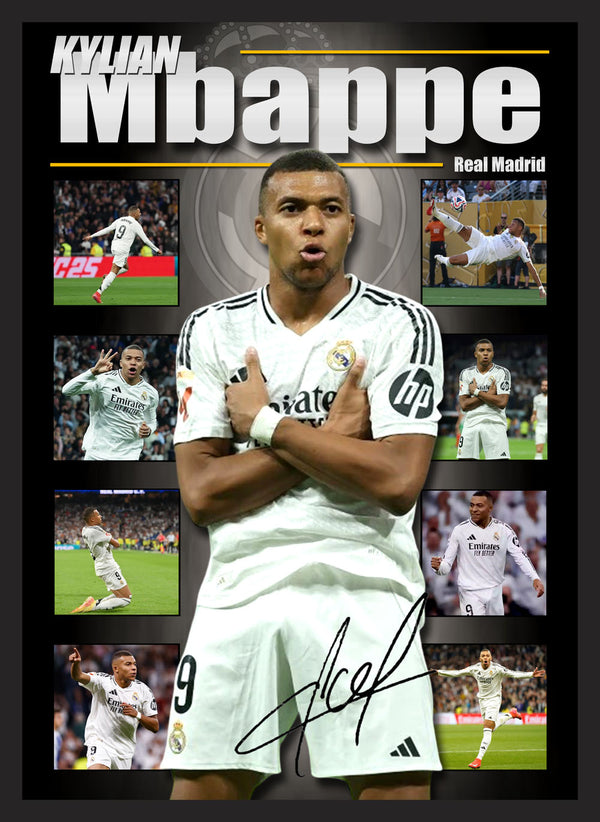 Kylian Mbappe Real Madrid Framed Mega Sportsprint