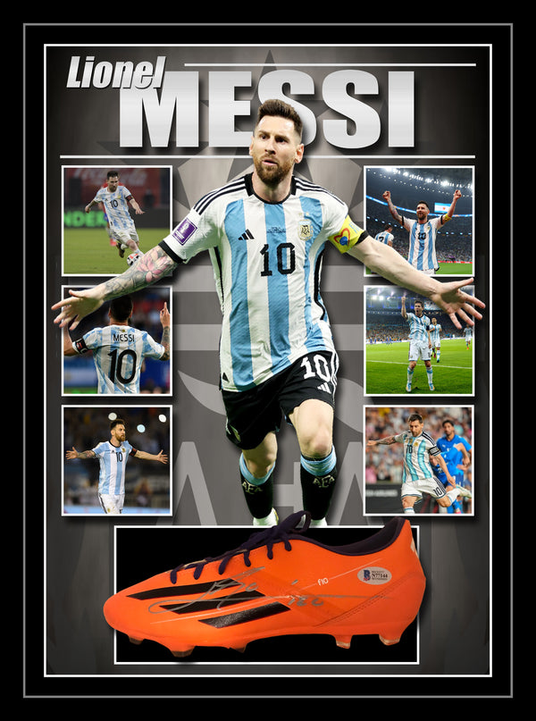 Lionel Messi Argentina Signed & Framed Football Boot (Beckett Witnessed)