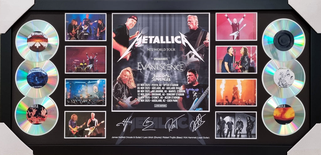 Metallica M72 2025 Australian Tour Signed & Framed CD Album Memorabilia - Huge