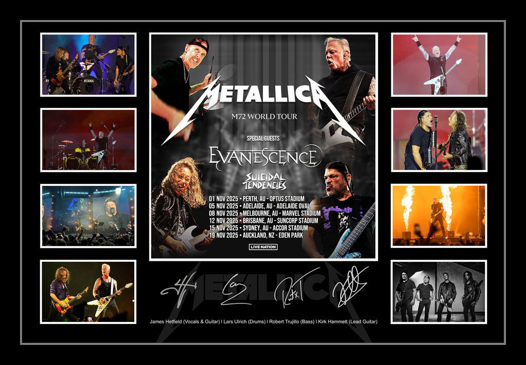 Metallica M72 Australia 2025 Tour Lithograph Signed Framed Memorabilia