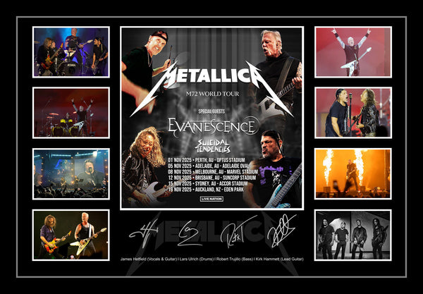 Metallica M72 Australia 2025 Tour Lithograph Signed Framed Memorabilia