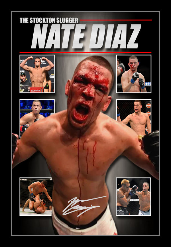 Nate Diaz Stockton Slugger Signed & Framed UFC Memorabilia