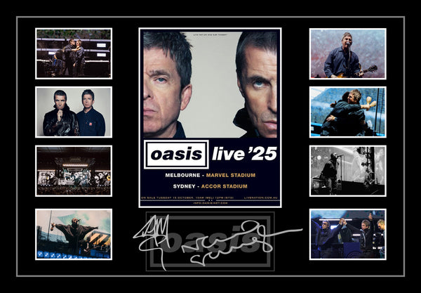 OASIS Liam & Noel Gallagher Australia 2025 Signed Framed Memorabilia
