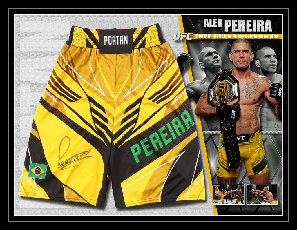 Alex 'Poatan' Pereira Signed & Framed UFC Trunks - Beckett BAS
