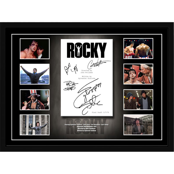 Rocky (1976) Sylvester Stallone + Cast Framed Movie Script