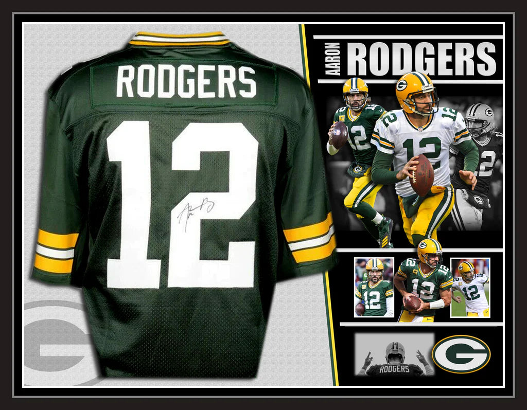 Aaron Rodgers Signed and Framed Packers Jersey