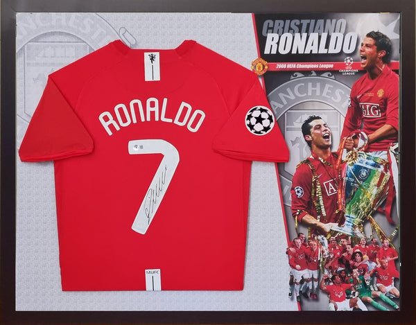 Cristiano Ronaldo Manchester United 2008 CL Signed & Framed Jersey (Beckett)