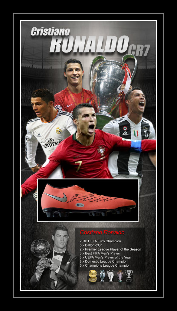 Cristiano RONALDO 'CR7' Signed & Framed Football Boot (Beckett Witnessed)