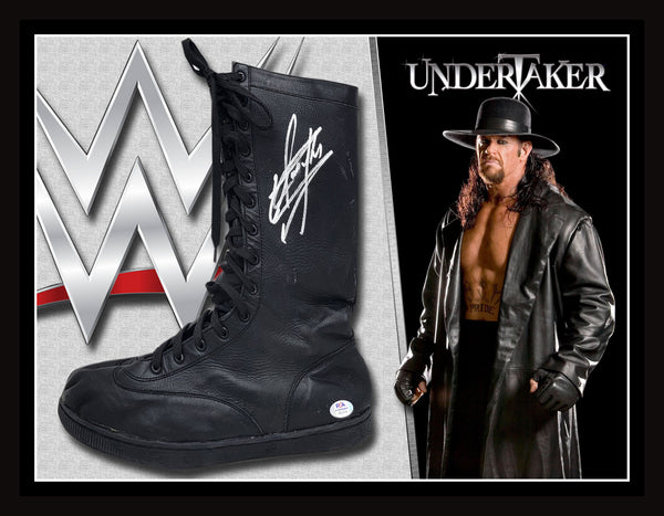 The Undertaker WWE Signed & Framed Wrestling Boot (PSA DNA)