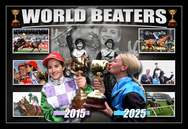 Melbourne Cup World Beaters - Jamie Melham Michelle Payne 'Half Yours' Framed Sportsprint