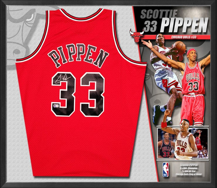 Scottie Pippen Chicago Bulls Signed & Framed Mitchell & Ness 1997-98 Jersey (Beckett)