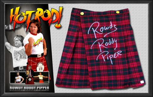 Rowdy Roddy Piper Signed & Framed Kilt - ASI