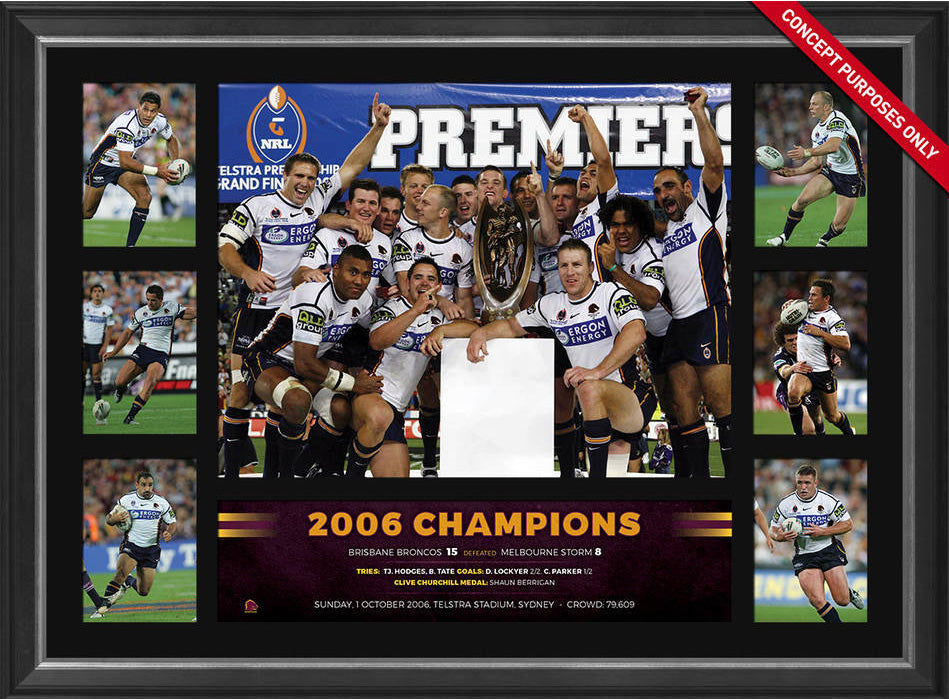 2006 Brisbane Broncos Premiers Tribute Frame Fully Licensed by the NRL