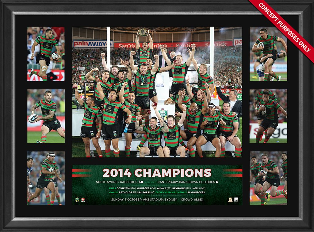 2014 South Sydney Rabbitohs Premiers Tribute Frame Fully Licensed by the NRL