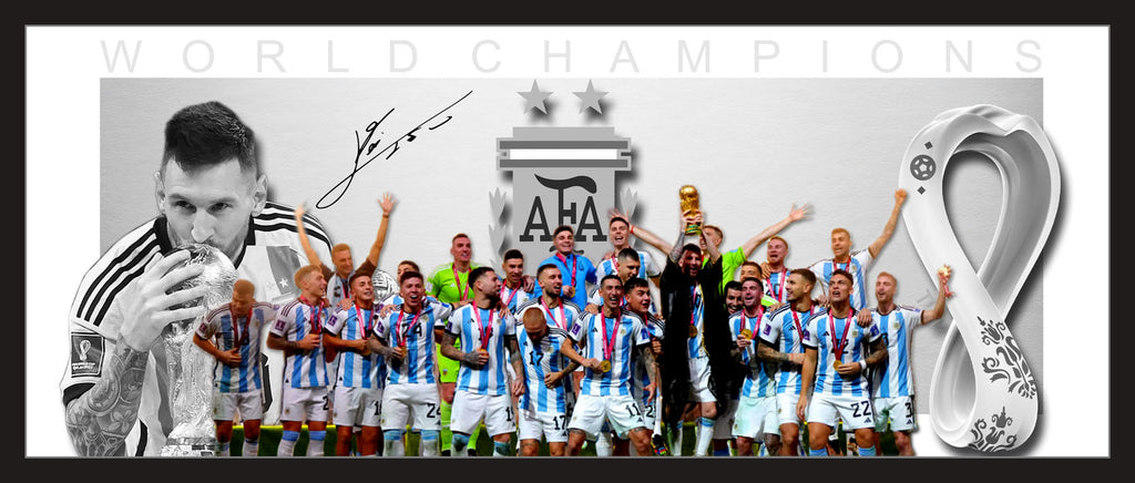 Argentina 2022 World Champions framed Lithograph - Messi