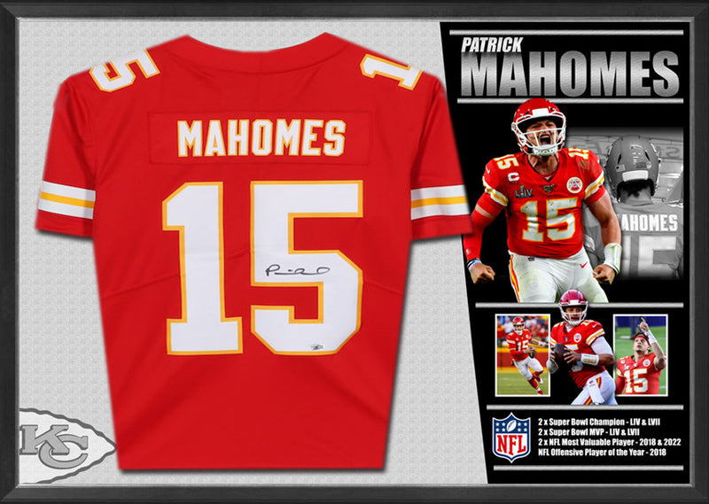 PATRICK MAHOMES SIGNED FRAMED JERSEY BECKETT AUTHENTICATED