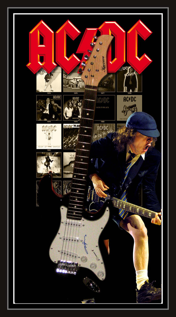 ACDC Angus Young Discography Signed & Framed Electric Guitar