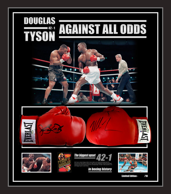 'Against all Odds' Mike Tyson & Buster Douglas Dual Signed & Framed Tribute. - Beckett / Schwartz