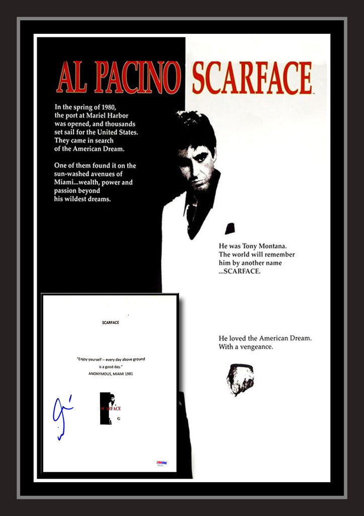 Al PACINO 'SCARFACE' Signed & Framed Movie Script Case with PSA DNA USA authentication
