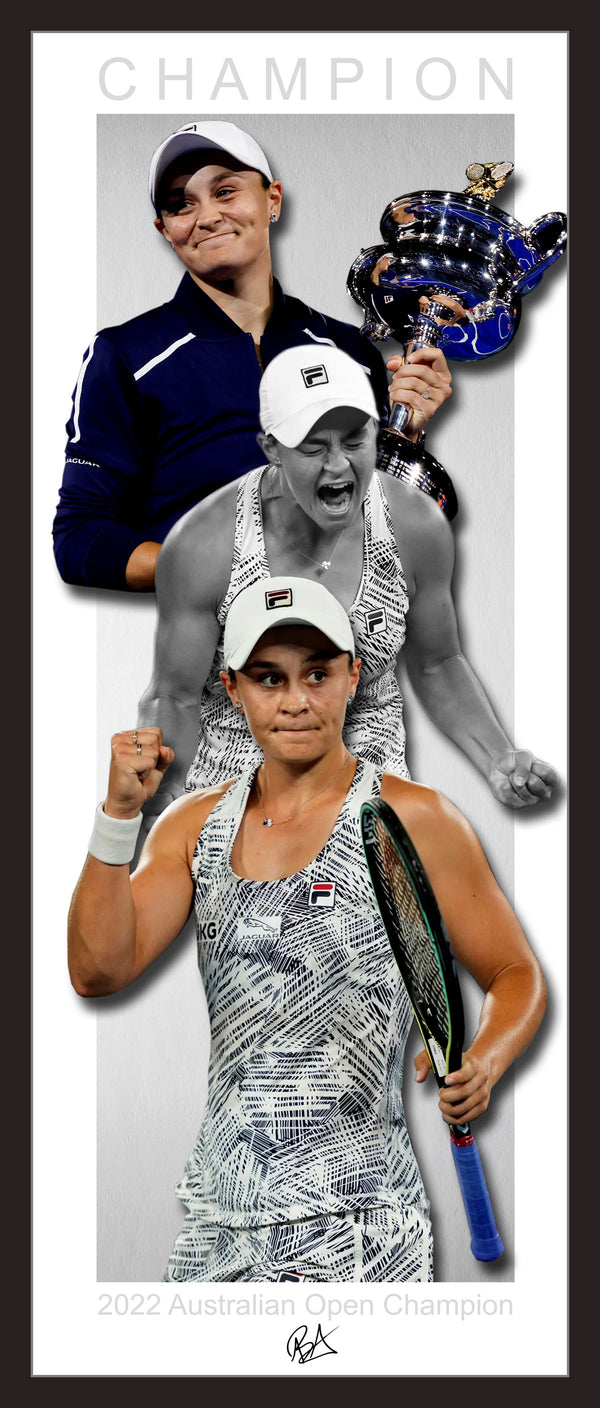 Ash Barty 2022 Australian Open Champion Framed Wings Style Lithograph