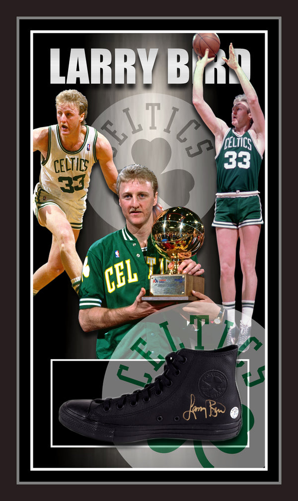 Larry Bird Boston Celtics Signed & Framed Converse - Bird Hologram