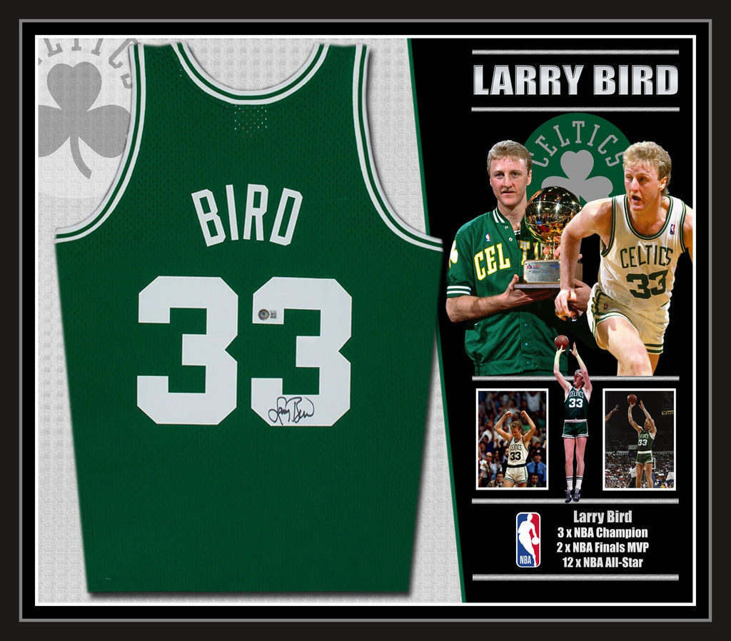 Larry BIRD Boston Celtics Signed & Framed Jersey (Beckett).