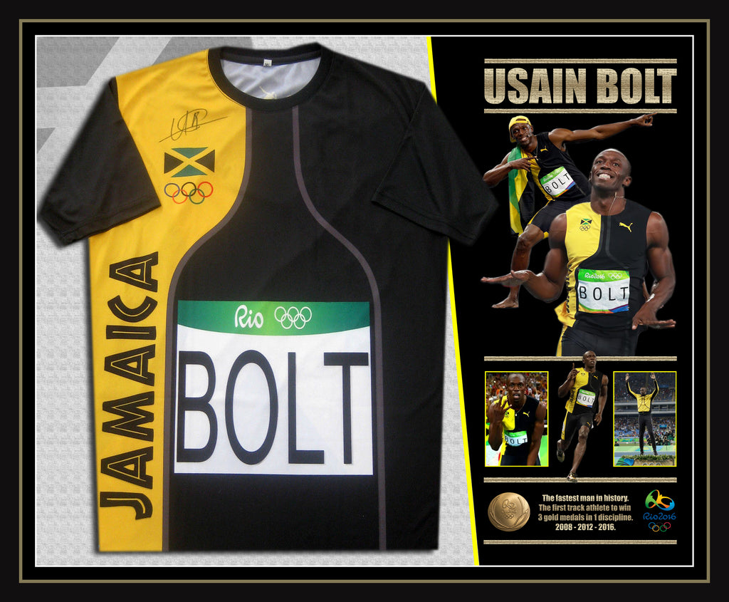 Usain Bolt Signed & Framed RIO Olympics Jersey - Beckett USA Authenticated