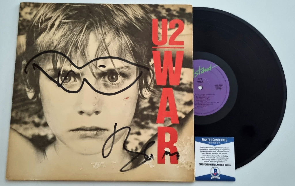 Bono U2 Signed with sketch 'War' Vinyl Album (Beckett-BAS) #D01534