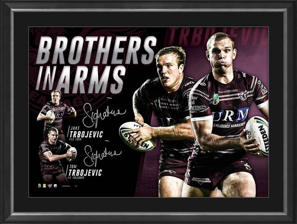 'Brothers in Arms' Tom & Jake Trbojevic  Manly Sea Eagles Signed & Framed