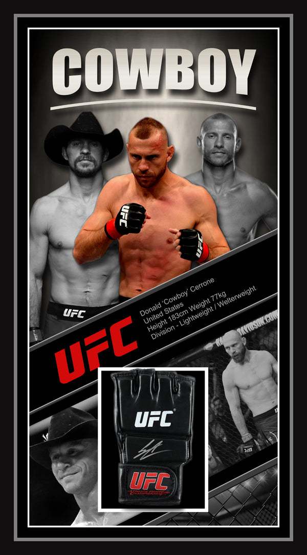 Donald "Cowboy" Cerrone Signed & Framed UFC Glove - Exclusive Signing Session